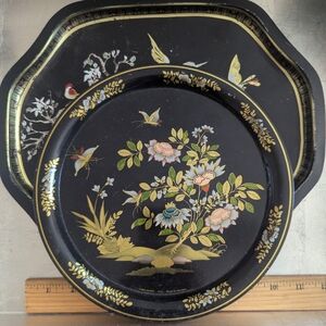 🖤 Vintage Chinese Decorative Serving Tray Floral Birds Serving Tray